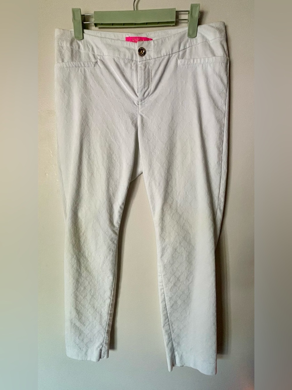 Lilly Pulitzer Kelly Ankle Pants Women White Textured Skinny Slim, Size 4